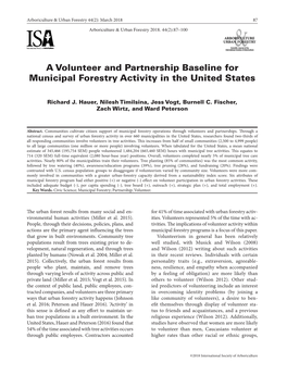 A Volunteer and Partnership Baseline for Municipal Forestry Activity in the United States
