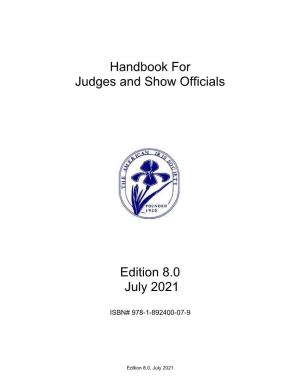 Handbook for Judges and Show Officials Edition 8.0 July 2021