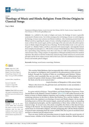 Theology of Music and Hindu Religion: from Divine Origins to Classical Songs