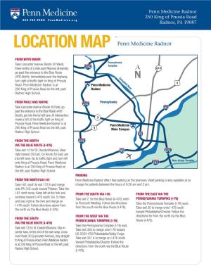 LOCATION MAP Penn Medicine Radnor