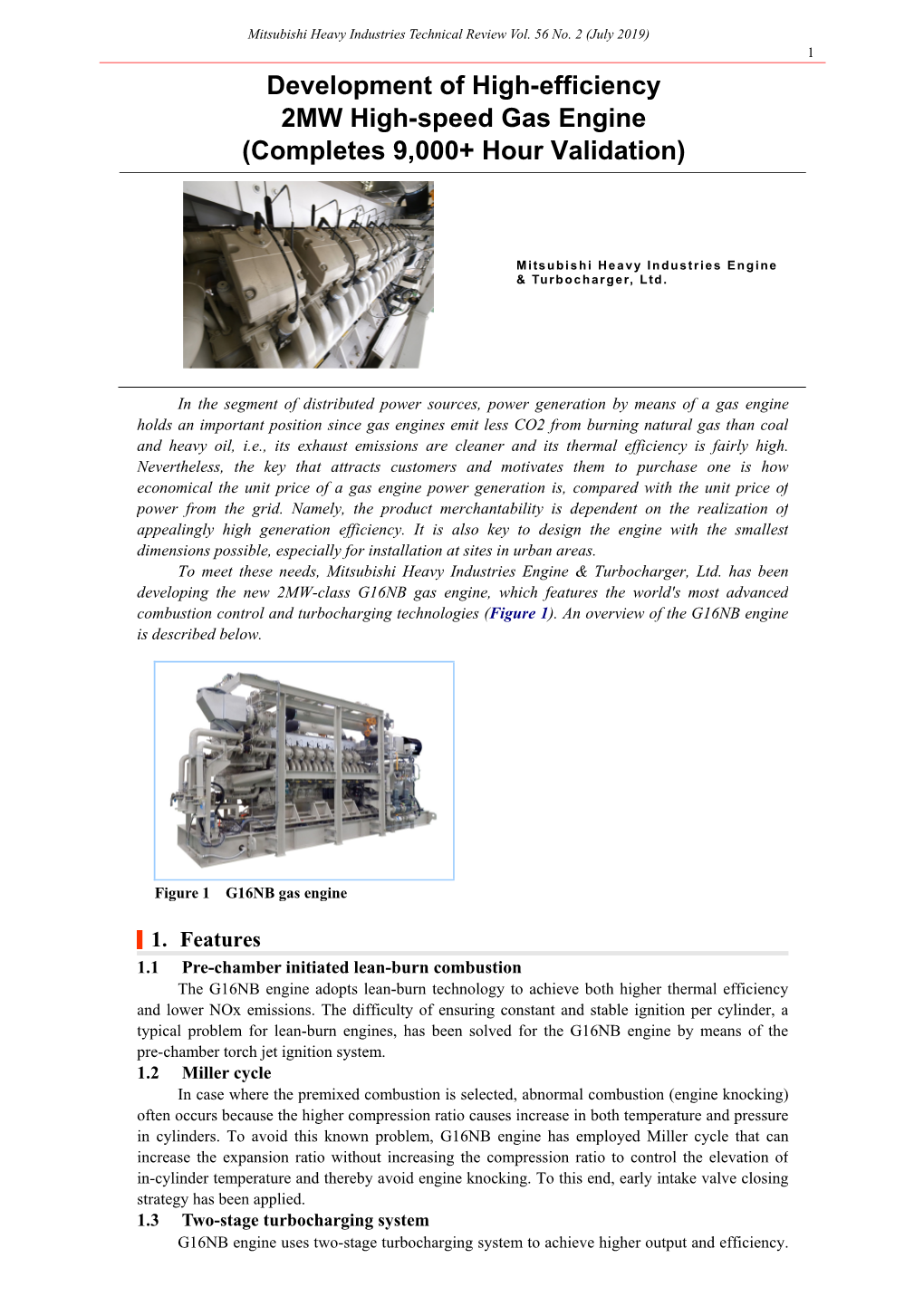 Development of High-Efficiency 2MW High-Speed Gas Engine(Completes 9000+ Hour Validation)