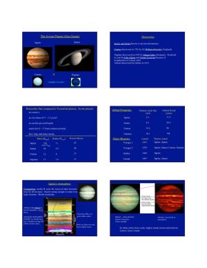 The Jovian Planets (Gas Giants) Discoveries