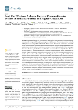 Land Use Effects on Airborne Bacterial Communities Are Evident in Both Near-Surface and Higher-Altitude Air