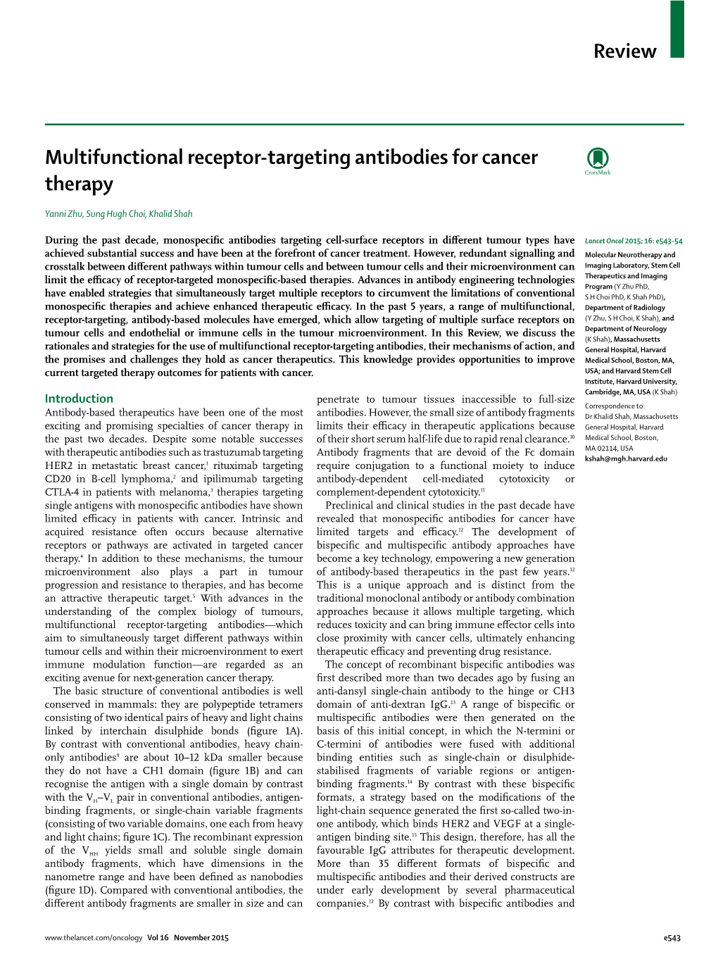 Multifunctional Receptor-Targeting Antibodies for Cancer Therapy