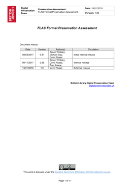 FLAC Format Assessment