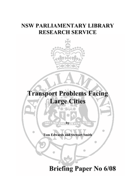 Transport Problems Facing Large Cities Briefing Paper No 6/08
