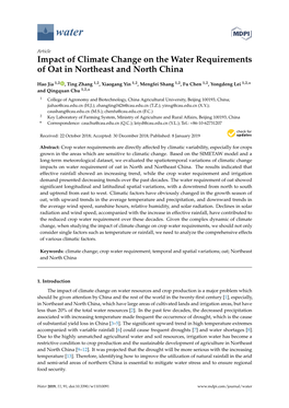 Impact of Climate Change on the Water Requirements of Oat in Northeast and North China