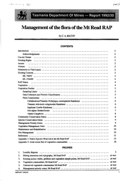 Management of the Flora of the Mt Read RAP