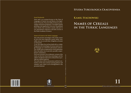 Names of Cereals in the Turkic Languages