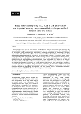 Flood Hazard Zoning Using HEC-RAS in GIS Environment and Impact of Manning Roughness Coefficient Changes on Flood Zones in Semi-Arid Climate