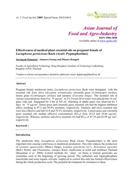 Asian Journal of Food and Agro-Industry ISSN 1906-3040 Available Online At