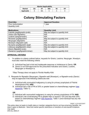 Colony Stimulating Factors