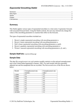 Exponential Smoothing Statlet.Pdf