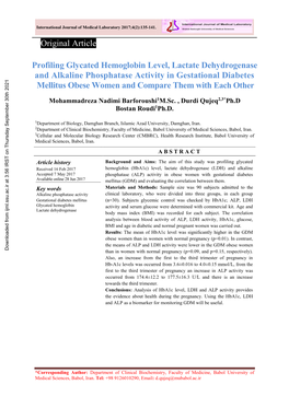 Profiling Glycated Hemoglobin Level, Lactate Dehydrogenase And