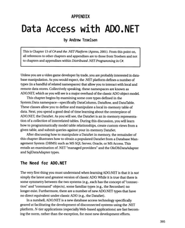 Data Access with ADO.NET by Andrew Troelsen