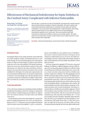 Effectiveness of Mechanical Embolectomy for Septic Embolus in the Cerebral Artery Complicated with Infective Endocarditis