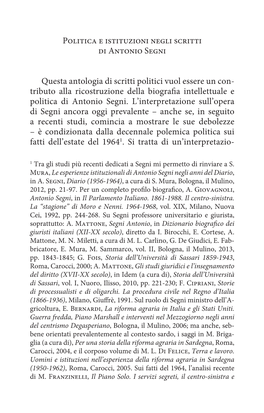 Politica E Istituzioni Negli Scritti Di Antonio Segni