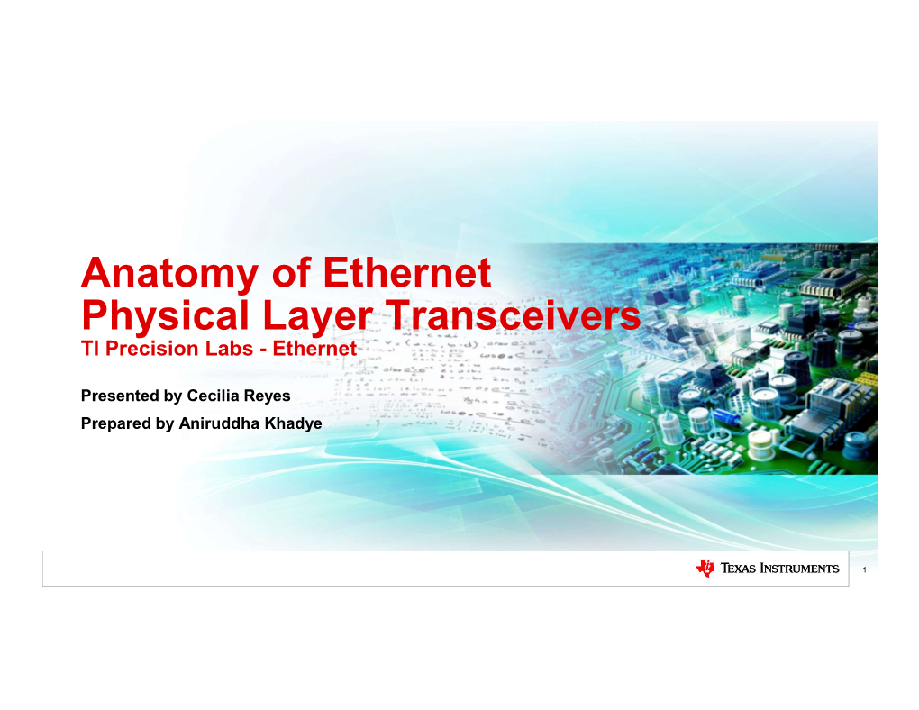 Anatomy of Ethernet Physical Layer Transceivers TI Precision Labs - Ethernet