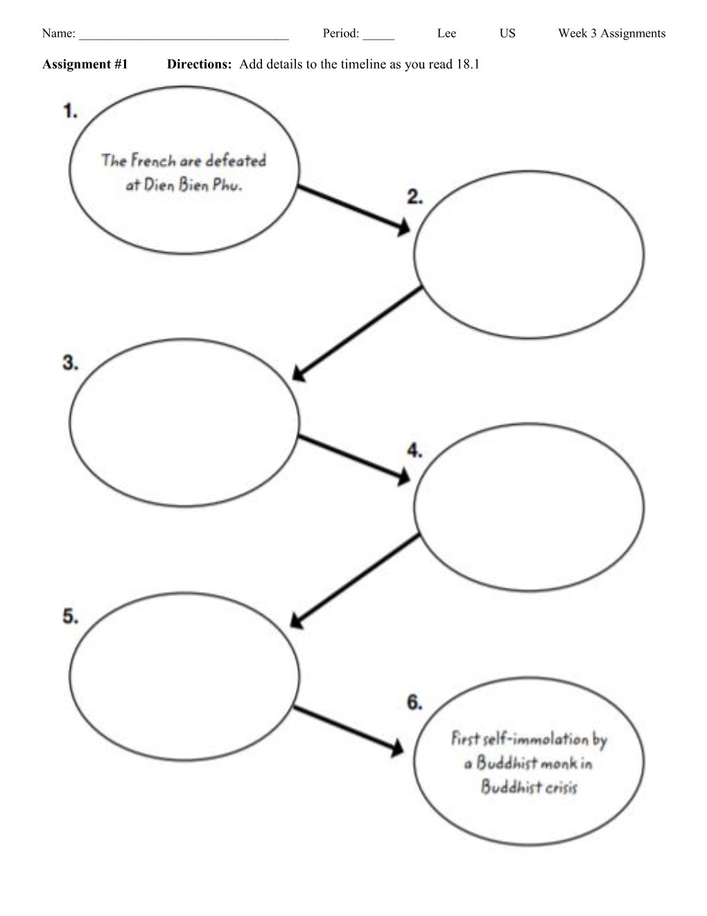 Assignment #1 Directions: Add Details to the Timeline As You Read 18.1