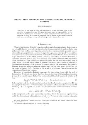 Hitting Time Statistics for Observations of Dynamical Systems
