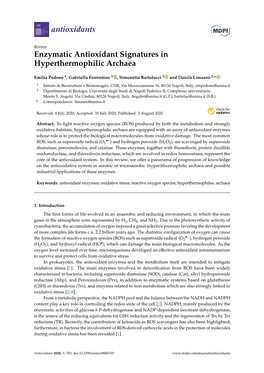 Enzymatic Antioxidant Signatures in Hyperthermophilic Archaea