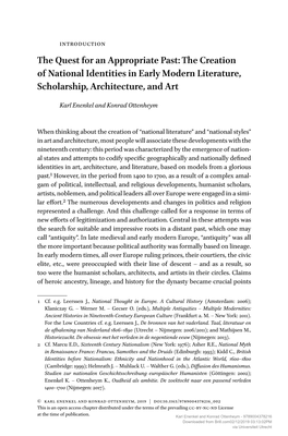 The Creation of National Identities in Early Modern Literature, Scholarship, Architecture, and Art