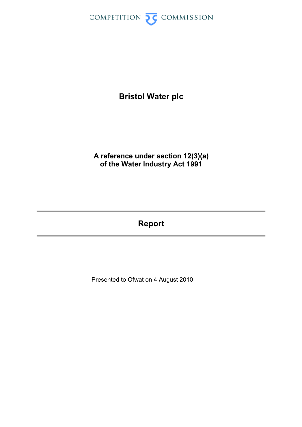 Bristol Water Plc Report