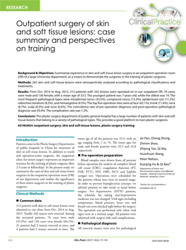 Outpatient Surgery of Skin and Soft Tissue Lesions: Case Summary and Perspectives on Training