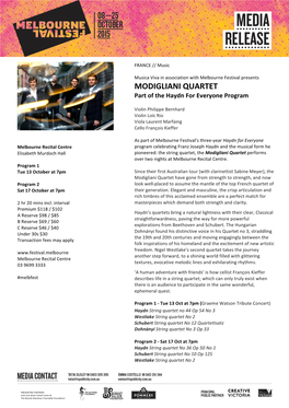 MODIGLIANI QUARTET Part of the Haydn for Everyone Program