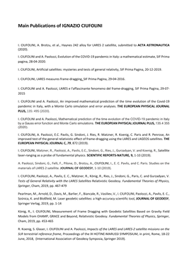 Main Publications of IGNAZIO CIUFOLINI