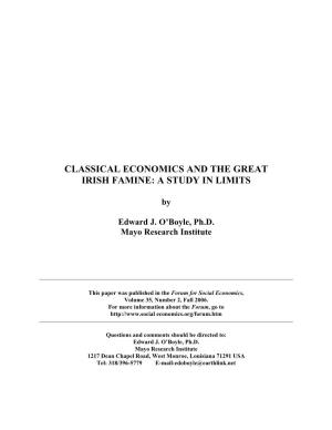 Classical Economics and the Great Irish Famine: a Study in Limits