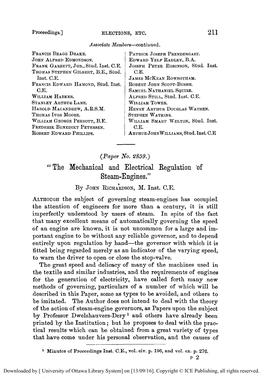 The Mechanical and Electrical Regulation of Steam