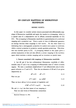 On Certain Mappings of Riemannian Manifolds