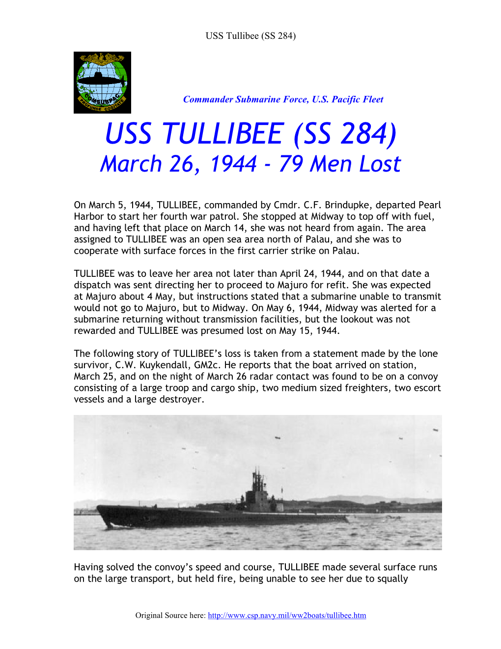 USS Tullibee (SS 284)