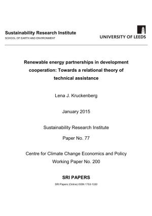 Renewable Energy Partnerships in Development Cooperation: Towards a Relational Theory of Technical Assistance