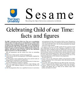 Celebrating Child of Our Time: Facts and Figures