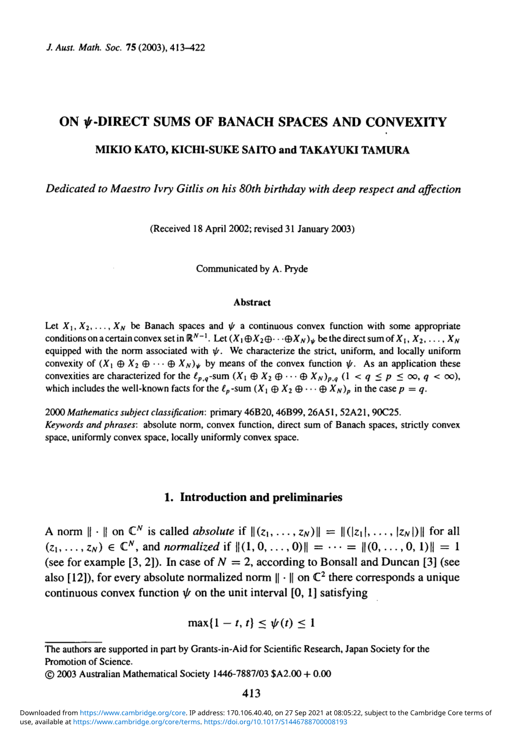 On Ψ Direct Sums of Banach Spaces and Convexity