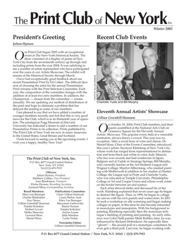 Winter 2005 President’S Greeting Recent Club Events Julian Hyman