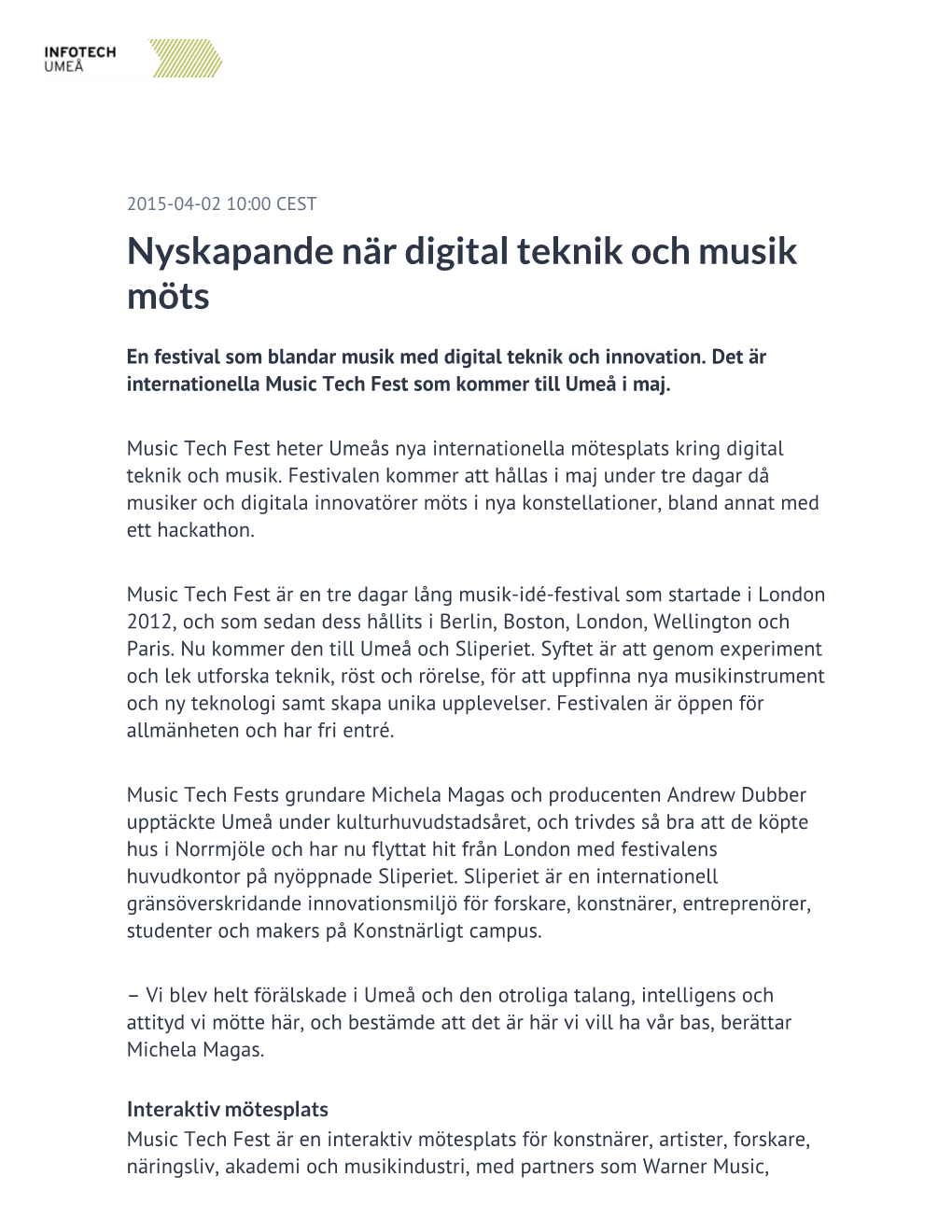 Nyskapande När Digital Teknik Och Musik Möts