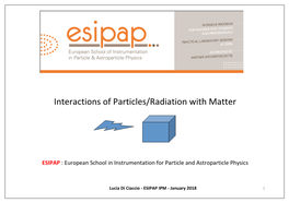 Interactions of Particles/Radiation with Matter