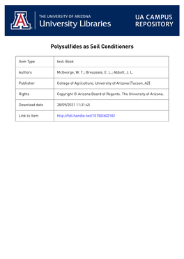 Polysulfides As Soil Conditioners