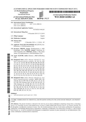 ) (51) International Patent Classification: (21) International Application Number: PCT/EP20 19/086205 (22) International Filing