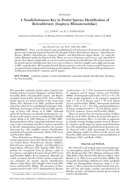 A Nondichotomous Key to Protist Species Identification of Reticulitermes