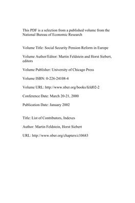List of Contributors, Indexes
