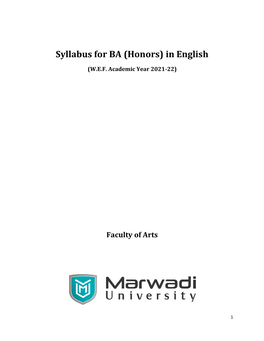 Syllabus for BA (Honors) in English