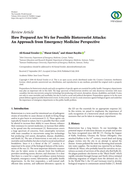 How Prepared Are We for Possible Bioterrorist Attacks: an Approach from Emergency Medicine Perspective