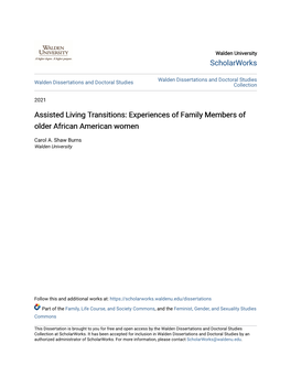 Assisted Living Transitions: Experiences of Family Members of Older African American Women