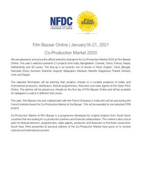 Film Bazaar Online Co-Production Market 2020 SELECTED FILMS
