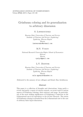 Grünbaum Coloring and Its Generalization to Arbitrary Dimension