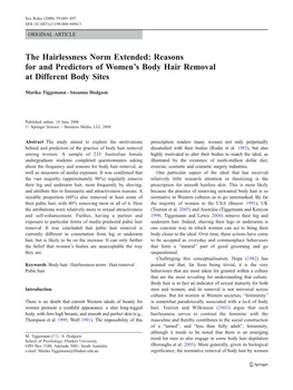 The Hairlessness Norm Extended: Reasons for and Predictors of Women’S Body Hair Removal at Different Body Sites